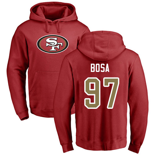 Men San Francisco 49ers Red Nick Bosa Name and Number Logo 97 Pullover NFL Hoodie Sweatshirts